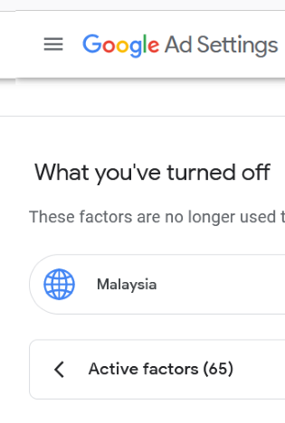 turned off Google Malaysian ads