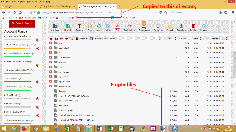 empty destination files